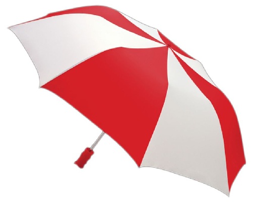 Punaiset ja valkoiset sateenvarjot