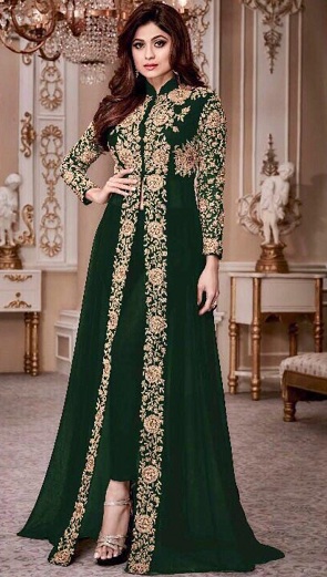 Vihreä ja kultainen juhlapuvut Salwar -puku