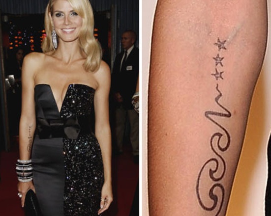 Modernit tatuoinnit Heidi Klumin vartaloon