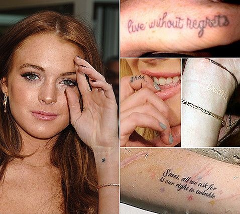 Luettelo kauniista Lindsay Lohanin tatuoinneista