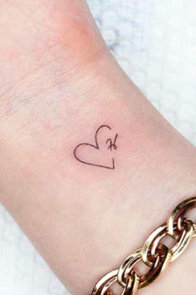 Delightful Heart H Letter Tattoo
