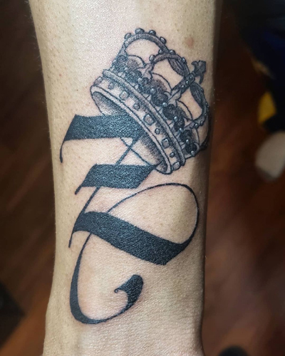 Z Letter Tattoo With A Crown