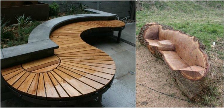 idéer-trädgård-bänk-trä-modern-rustik-jämförelse