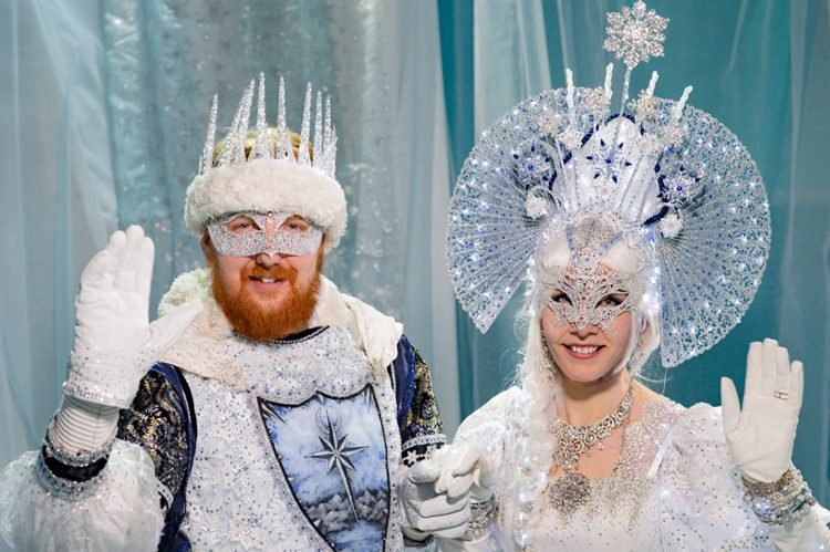 Temafest Winter Wonderland kostym för kvinnor och män King and Queen huvudbonad krona