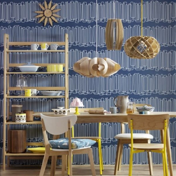 Matsal-Ikea-stil-möblering-gul-blå