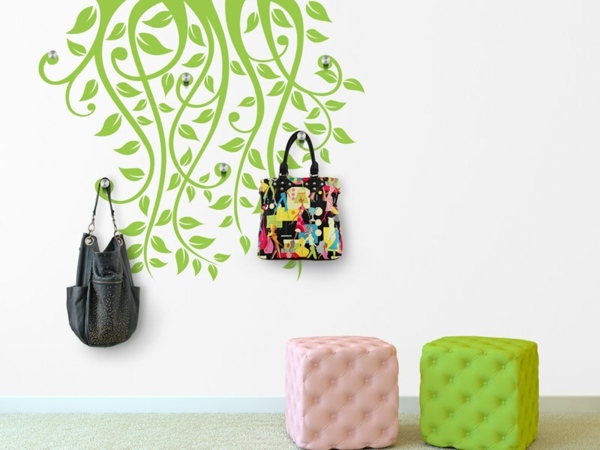grön väggtatuering original dekoration idéer