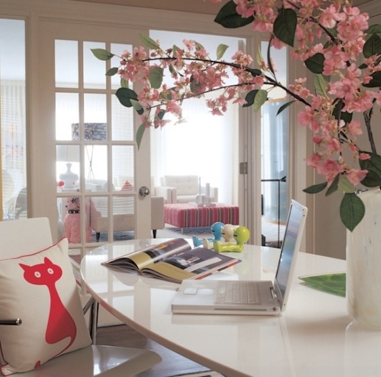 Blommor Designkontor för hemmakontor White Cherry Twigs