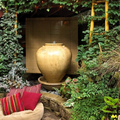 idéer för utomhus trädgårdsmöbler design fontäner