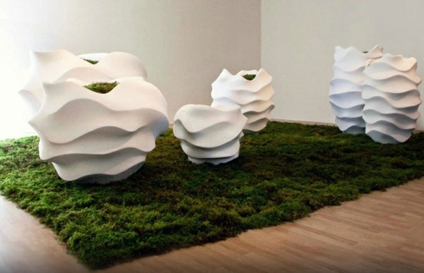 minimalistiska vita planters plastgräsgolv original dekoration