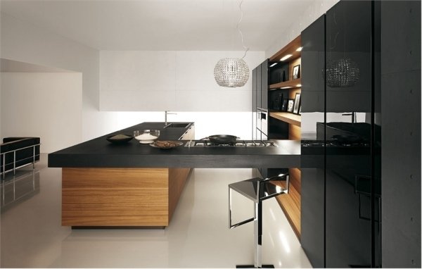 Kök svart trä minimalistiska designidéer moderna