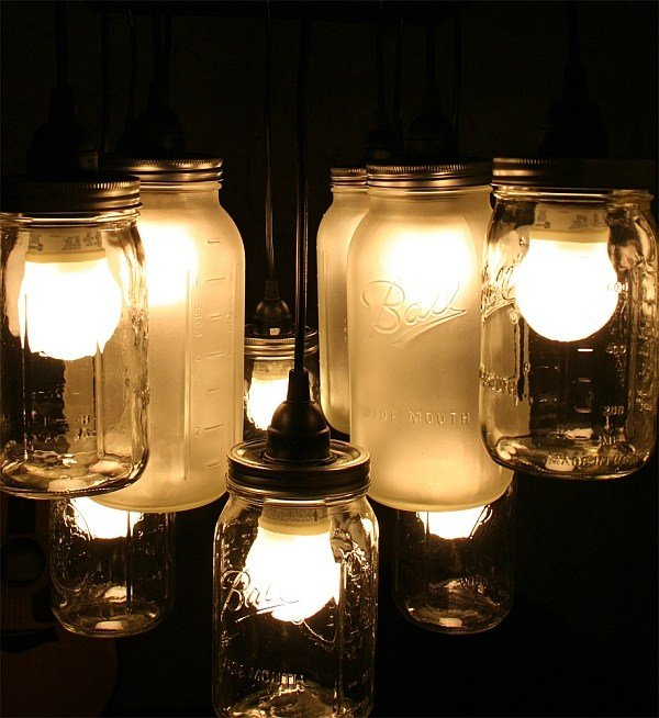 Ljuskrona syltburkar idéer för att göra lampor själv