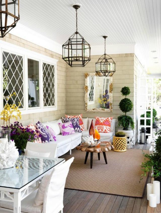 idéer design av utomhusytorna veranda terrass belysning sittgrupp