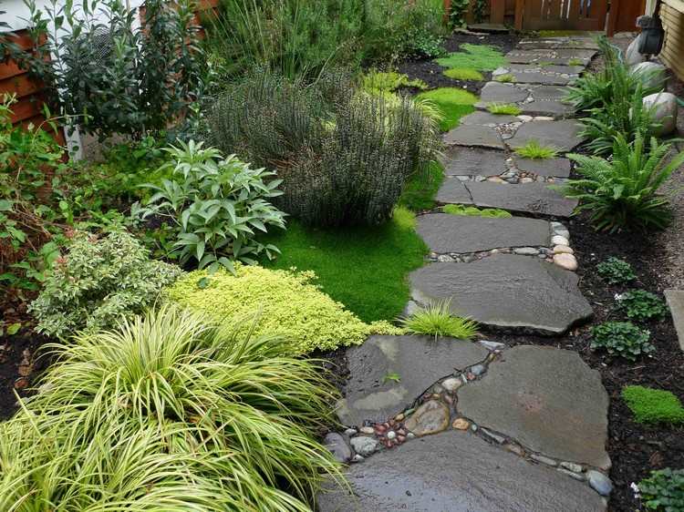 trädgård design-stenar-natursten-plattor-flod-stenar-luckor