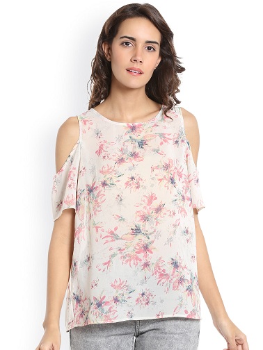 Floral Chiffon Cold Shoulder Top3