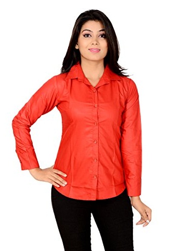 Πλήρες μανίκι κόκκινο πουκάμισο για γυναίκες