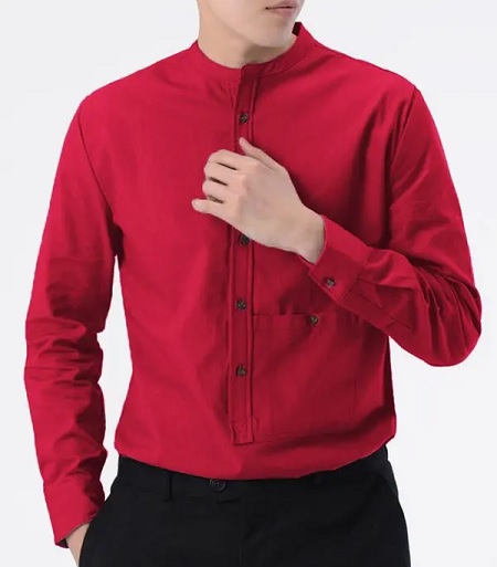 Ανδρικό πουκάμισο με κόκκινο κουμπί