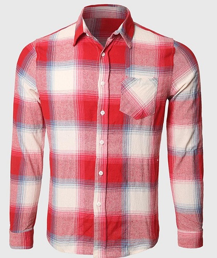 Ανδρικό καρό πουκάμισο Big Square σε κόκκινο και λευκό