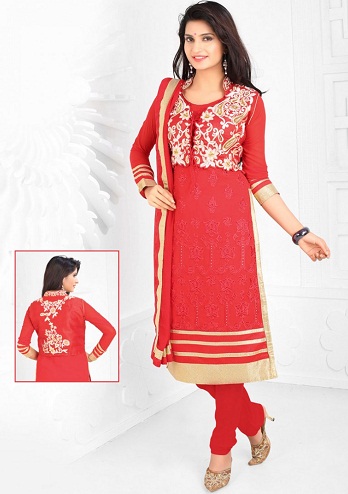 Punainen Georgette Punjabi Salwar -puku