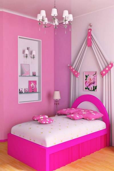 Σχέδια για ροζ υπνοδωμάτιο για μικρά δωμάτια