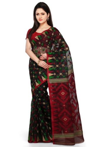 Colors Of Bengal Jamdani Cotton Silk Saree
