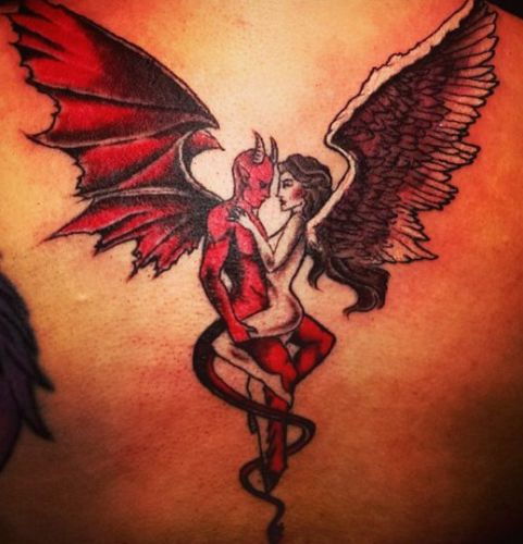 Τατουάζ Demon and Angel για ζευγάρια