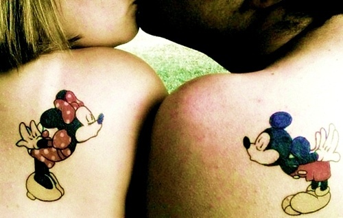 Mickey and Minnie Couple Tattoo on Shoulders