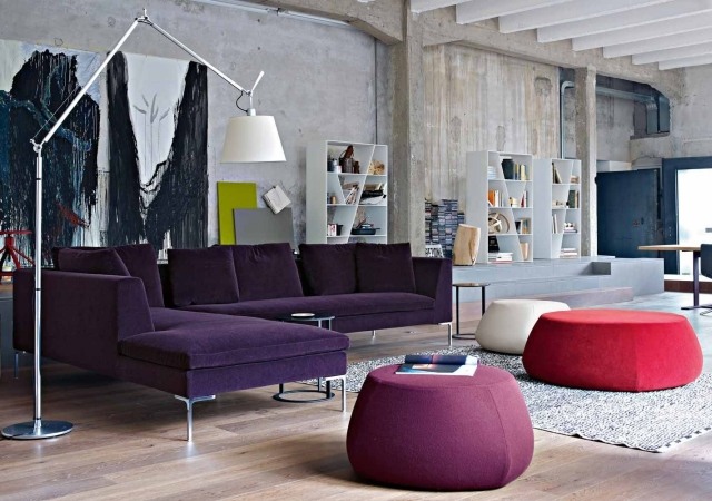 modern-hörn-soffa-sammet-mörk-lila-Antonio-Citterio-CHARLES-BeB-Italia