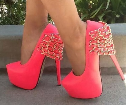 Γόβες στιλέτο peep toes neon ροζ παπούτσια