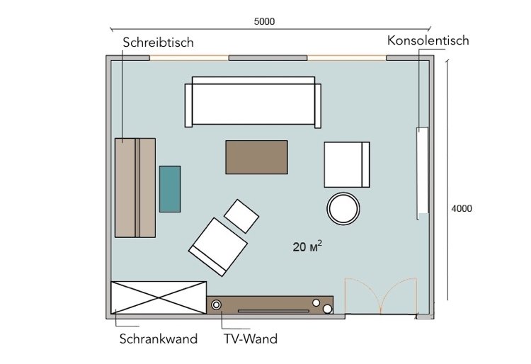 20 kvm vardagsrum inrett torg med skrivbord på hemmakontor