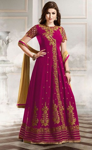Ombre Dyed Deep Pink Anarkali Suit