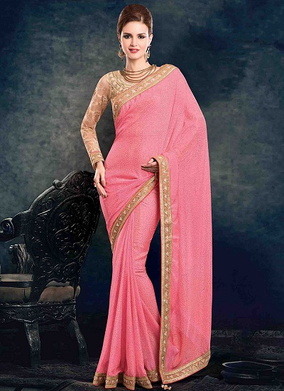 The Light Pink Chiffon Saree