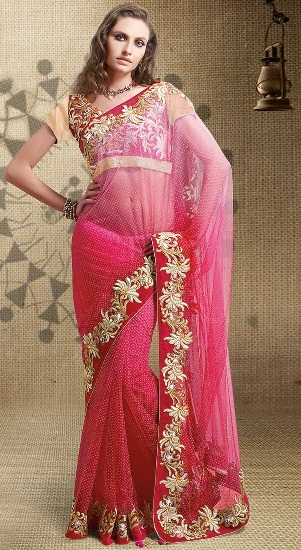 Το Hot Pink Net Saree