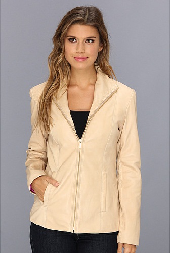 Cole Haan Single Breasted Leather Zip Jacket For Girls