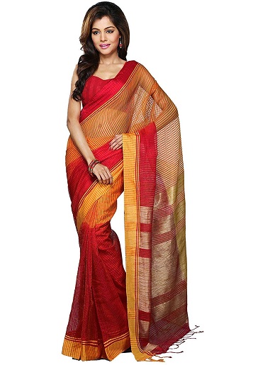 The Red Handloom Saree