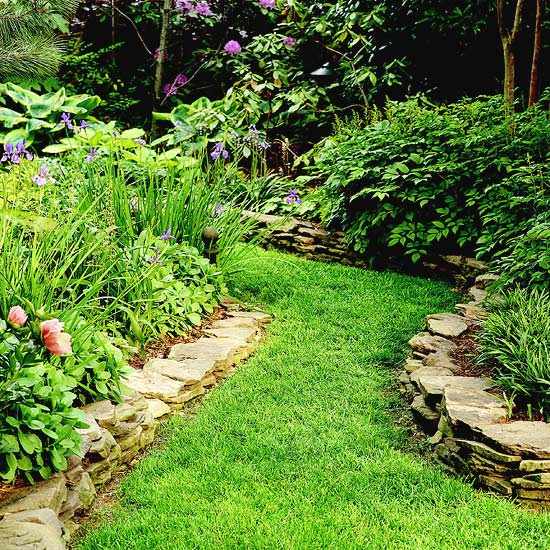 idéer för inslag i trädgårdsdesign stenavgränsning
