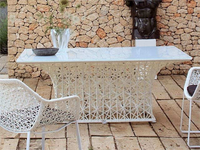 trädgårdsbord design korgverk vit rektangulär MAIA KETTAL