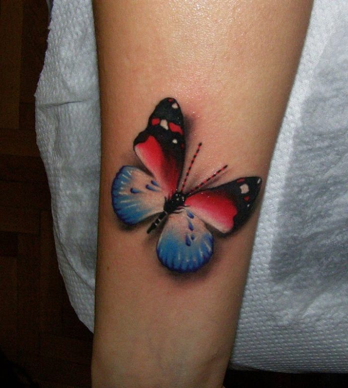 3D realistiska Butterfly Tattoo Design överarm idéer mallar
