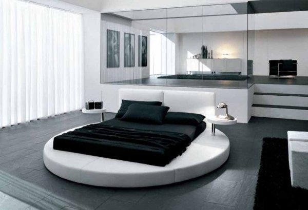 rund säng sovrum modern design