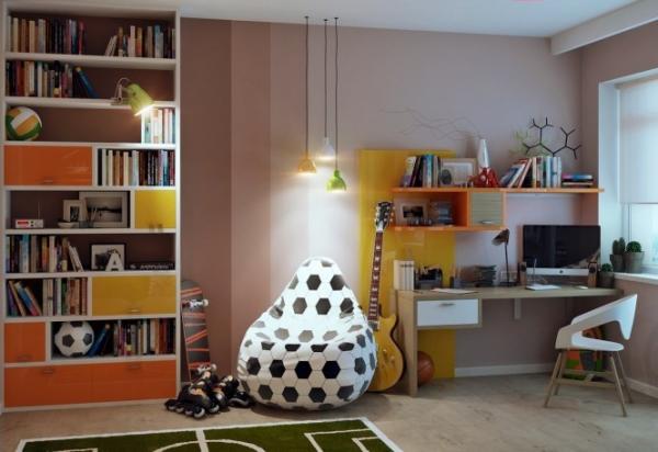 pojkar barnkammare fotboll fan beanbag stol