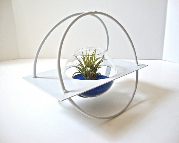 deco tillandsien terrarium glas metallställ