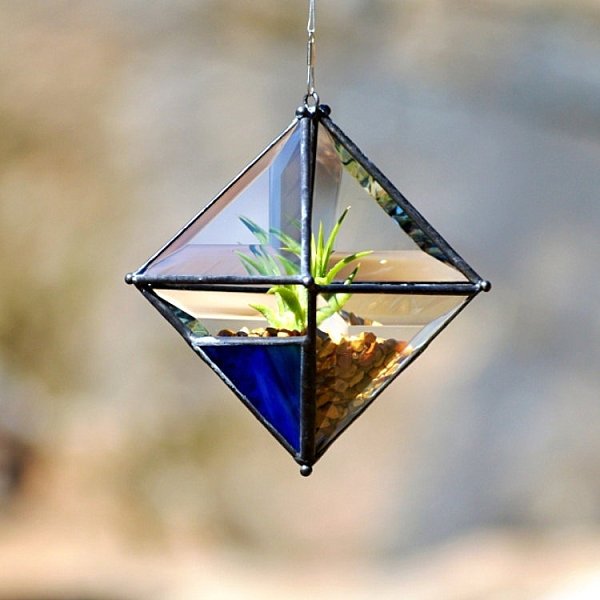 deco tillandsien flygplan hängande glas grus