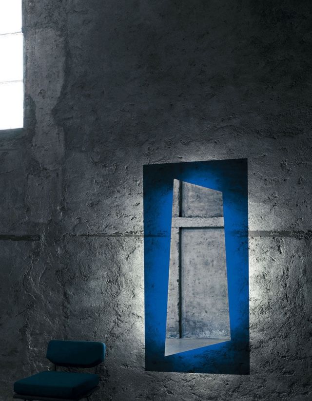design spegelbelysning blå ram RAINBOW Nanda Vigo