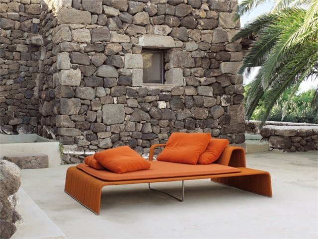 design trädgård solstolar korgverk orange FRAME Paola Lenti