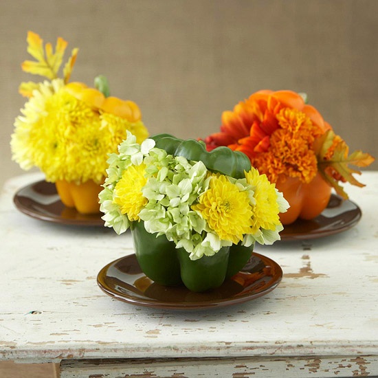 Hantverk idéer mini-paprikatyper blomma vas pyssla själv-höstdekoration