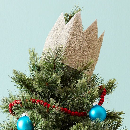 papper krona glitter hantverk idéer julgran topp