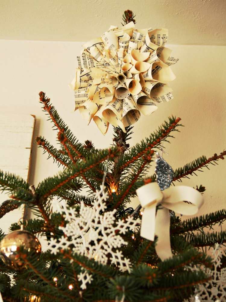 Slöjdidéer för julgranstoppar anteckningsbok stjärna blomstertratt dekoration