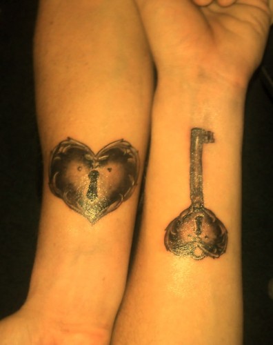 Σκουριασμένο Love Lock And Key Tattoo για ζευγάρια