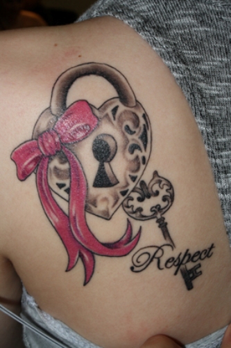 Γυναικείο τατουάζ κλειδαριάς και κλειδιού