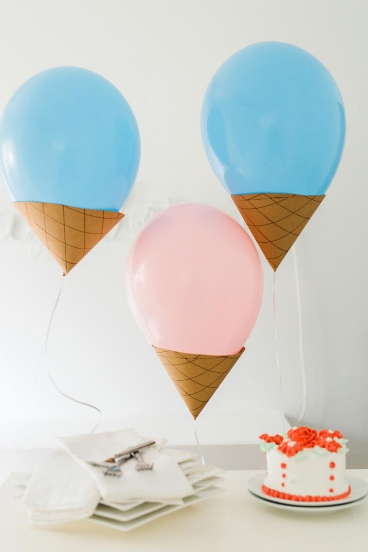 Hantverk idéer-sommar-småbarn-fest-ballonger-sundae