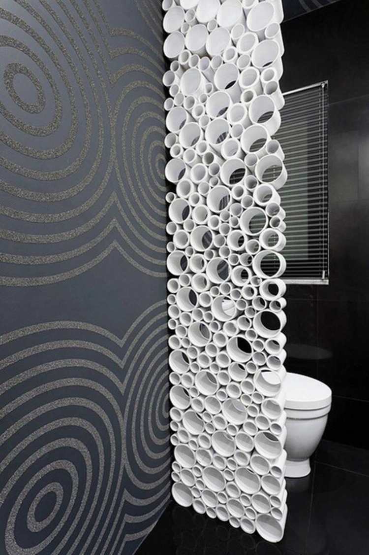 deco idéer pvc rör vit rumsdelare badrum toalett tapeter